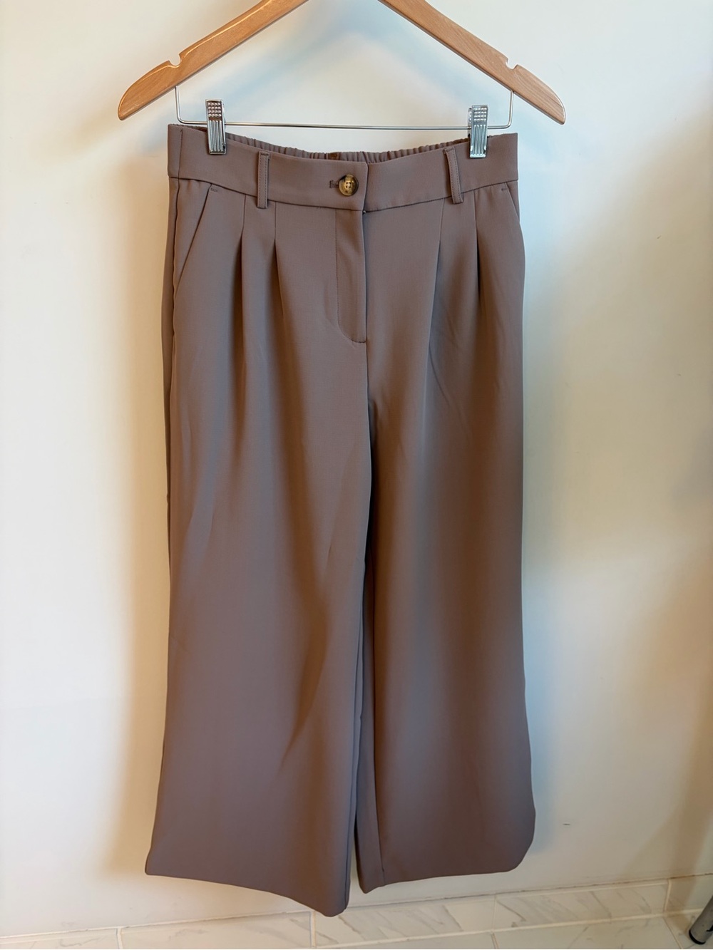 LOFT Wide-Leg High-Rise Pants in Taupe - Picture 3 of 6